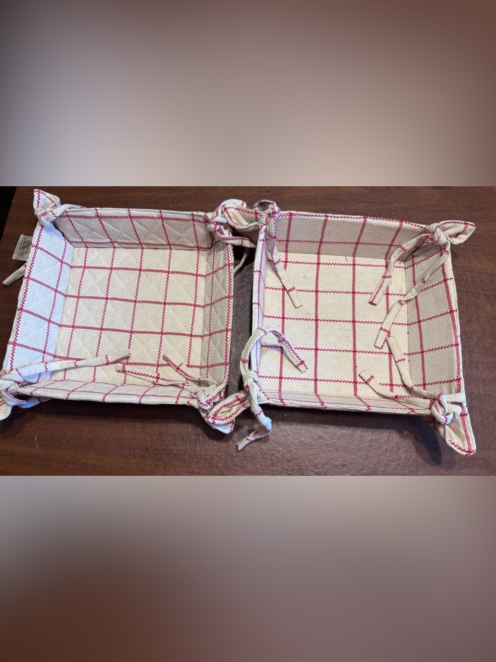 Canvas Checkered Catchall Tray - Red and White
